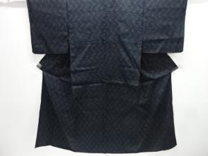 アンティーク　絣柄織り出し手織り紬単衣着物